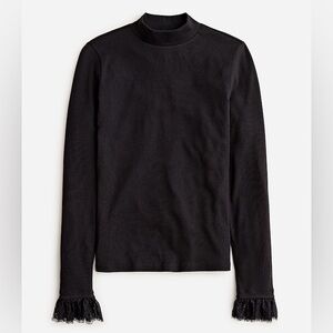 J Crew Vintage Rib Lace-Cuff Mockneck Shirt Size XL